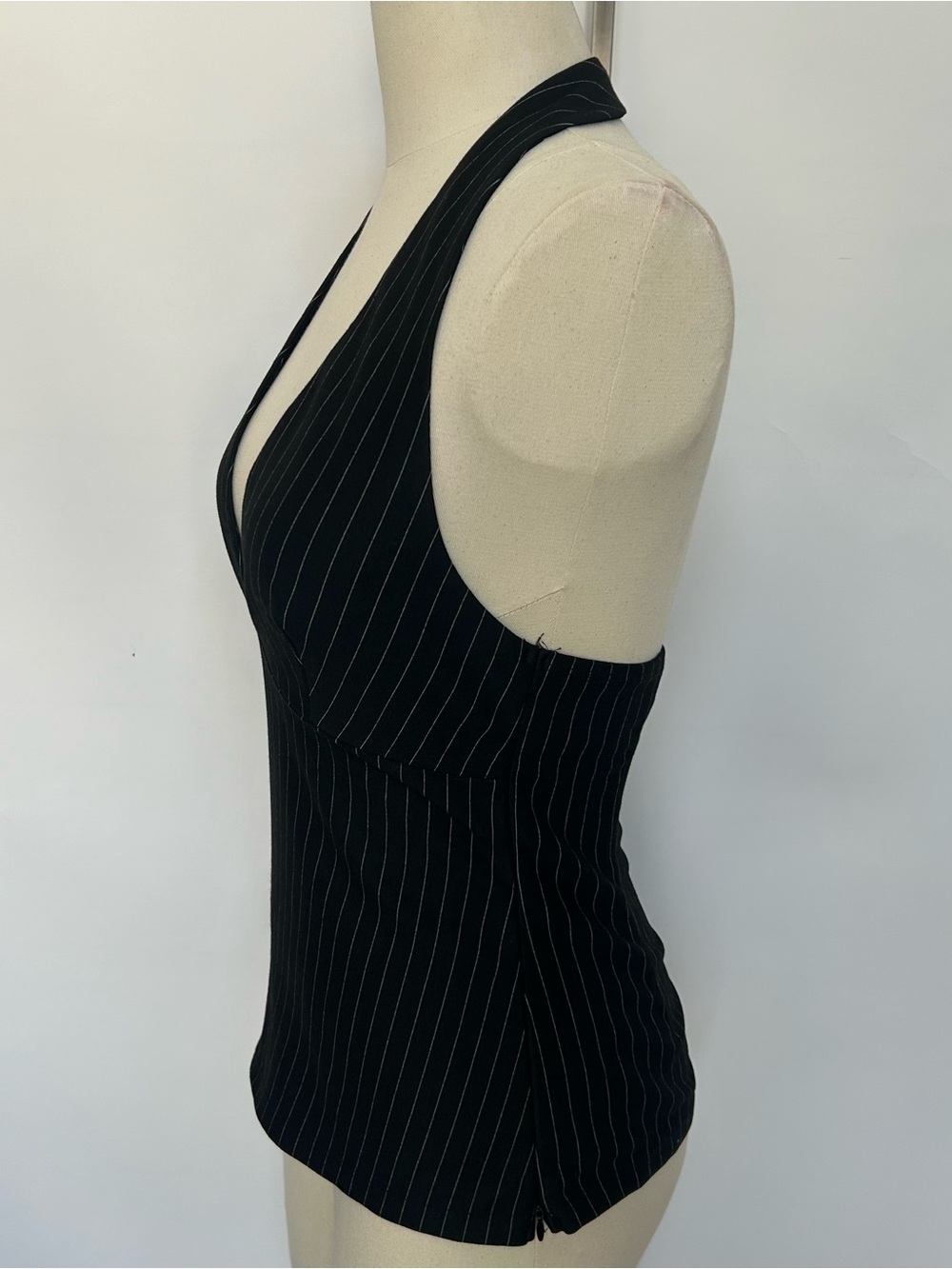 Princess Polly Black Pinstripe Deep V Halter Camisole - Picture 4 of 6
